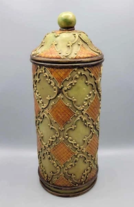 Decorative Vintage Resin Lidded Jar Container with Lid Multicolor Brown Green - Picture 1 of 10