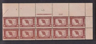 1904 Louisiana Purchase Sc 327 10c red brown MNH plate strip of 10 CV $5,200 - Image 1 of 4