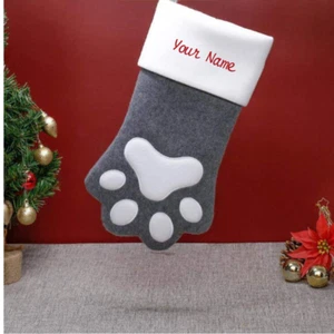 Merch Kingdom Personalised Christmas Paw Stocking Mantlepiece Decoration - Picture 1 of 6