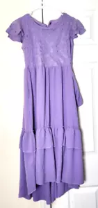 Vestido boho de encaje para niñas grandes con flores manga con volantes línea A vestidos formales XL - Imagen 1 de 10