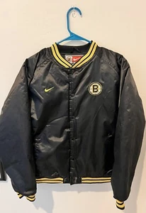 Vintage Nike NHL Boston Bruins Satin Bomber Hockey Stitched Jacket 90s Youth XL - Picture 1 of 3