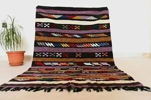 Authentic Moroccan Rug Carpet 3'2"x5' ft Vintage Handmade Berber Tribal Wool Rug - Picture 1 of 8