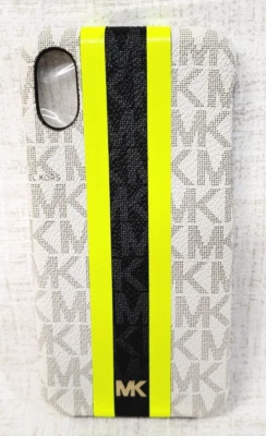 Michael Kors iPhone Hard Cover With Leather & MK Logo Grey Black Yellow NEW!!! - Image 1 of 2