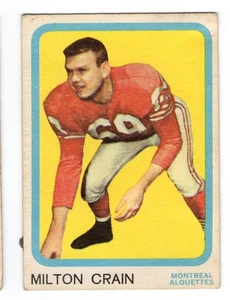 1963 Topps CFL Milton Crane Card #46 Montreal Alouettes Ole Miss - Picture 1 of 2