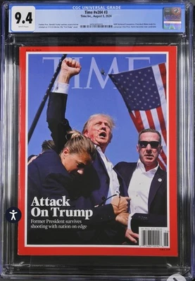 Time Magazine Attack On Trump Vol 204 #3 August 5, 2024 CGC 9.4 Fist Pump (C) - Image 1 of 2