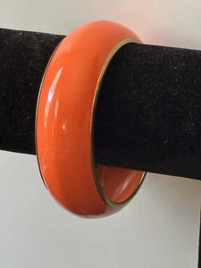 Vintage breiter orange Emaille Metall Armreif Armband - Bild 1 von 9