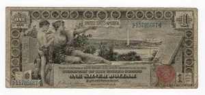 1896 $1 Educational Series Silver Certificate Raw Circulated 5667 - Picture 1 of 2