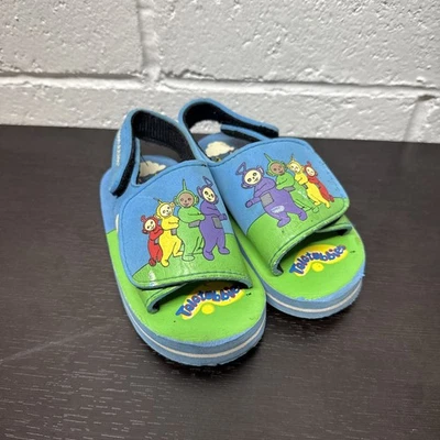 Vintage Teletubbies Toddler Shoes SZ 6? Strap Slip On Slide Sandals Y2K VTG - image 1 of 4
