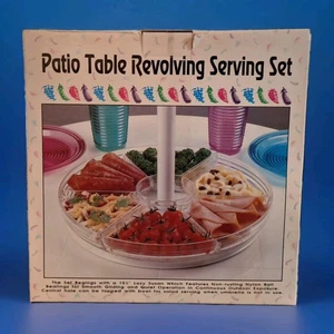 Serving Set Revolving Food Sectional Outdoor Indoor Tabletop Clear Acrylic NIB - Picture 1 of 24