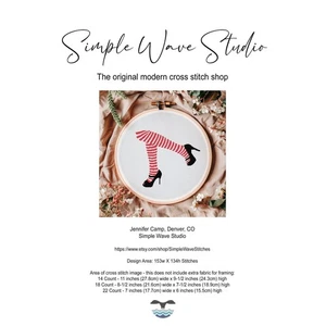 Subversive Female Red Stocking Sexy Legs High Heels Counted Cross Stitch Pattern - Picture 1 of 6