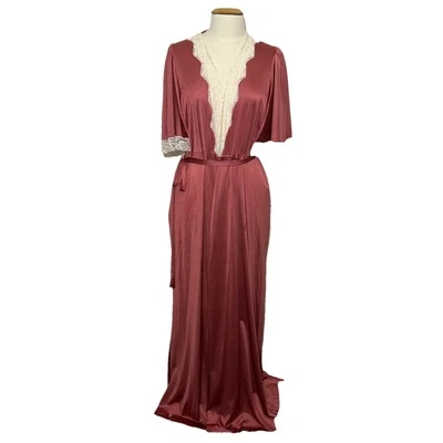 复古 JC Penny Mauve 长花边长袍飘动袖女性尼龙口袋  — 第 1/4 张图片