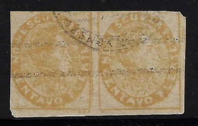 Venezuela: 1871; Scott 022, horizontal pair, cancellation post, EBVE045 - Image 1 of 2