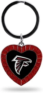 Atlanta Falcons Keychain Color Rhinestone Heart - Picture 1 of 1