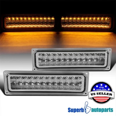 Fits 88-99 GMC C/K Chevy C10 1500 2500 LED Bumper Signal Lamps Parking Lights - Image 1 of 4