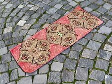 Vintage Turkish handmade small wool natural dyed rug, Carpet, Kilim 1,3 x 3,2 ft