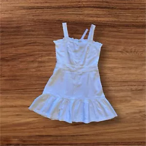 $220 Aqua Dresses Women's White Sleeveless Ruffle Trim Square Neck Dress Size S - Picture 1 of 23