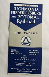 1955 Richmond Fredericksburg und Potomic Railroad Fahrplan Zug - Bild 1 von 3