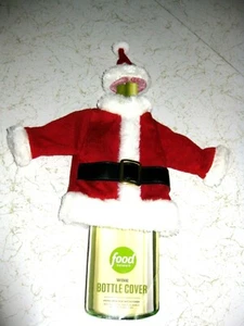 FOOD NETWORK CHRISTMAS SANTA SUIT WINE BOTTLE COVER NEW - Picture 1 of 4