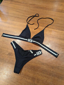CALVIN KLEIN Swimwear 'CK' Black & White Bikini XS