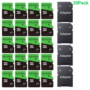 8GB Micro SD Card 30 Pack microSDHC C10 U1 Memory Card with SD Adapter - Picture 1 of 13
