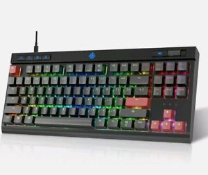 Mechanical Gaming Keyboard RGB LED Backlit Blue Wired 87 Keys UK layout NEW