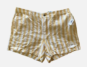Old Navy Everyday Short High Rise 3.5” Inseam Yellow Striped Womens Size 14 - Picture 1 of 3