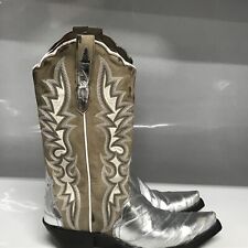 Dan Post Eel Exotic Western Boot Silver Women's Size 9.5 Medium