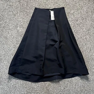 COS Hi-Lo Midi Skirt Sz 8UK 4US S Navy Poplin Box Pleated Staple A-Line - Picture 1 of 14