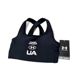 Under Armour Girls Racerback Sports Bra Youth Size XS Black Logo Compression NWT - Picture 1 of 12