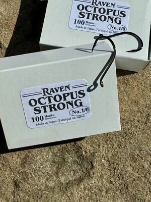 Raven Octopus Hooks, Size 1/0 , 100 Ct Box