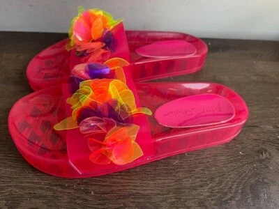 Nuevo Betsey Johnson Malibu Dream Slides Talla 8M Rosa Jalea Playa Fiesta Foto 1 de 4