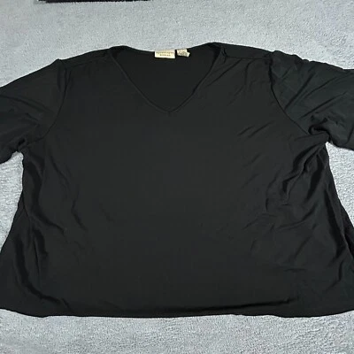 Camiseta manga curta Apostrophe plus size 3X preta gola V mistura de rayon​ - Imagem 1 de 4