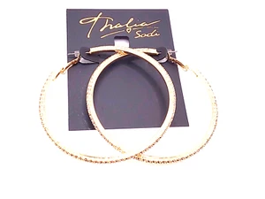 Thalia Sodi Beautiful Large Gold Tone Crystal Paved Hoop Earrings - Picture 1 of 5