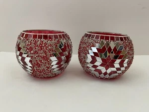 Glass Mosaic Bowls Candle Holders Stained Glass Bowls for Plants and Candles - Picture 1 of 12