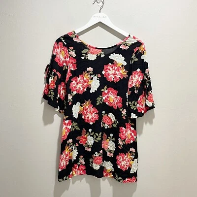 Vestido BILLABONG Niñas Negro Estampado Floral SIEMPRE EN VACACIONES Rayón Manga Campana L Foto 1 de 4