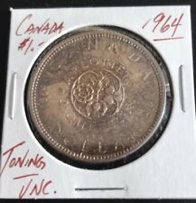 Canada 1964 Silver Dollar UNCIRCULATED TONED (#Z78)