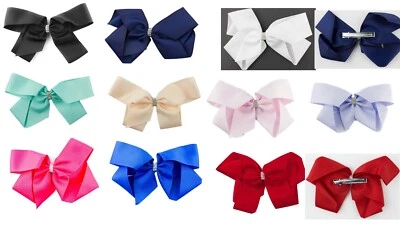 Large  Hair Bow  On Beak  Hair Clip  Crystal  Embellished Fascinator Ribbon Bow - Image 1 of 4