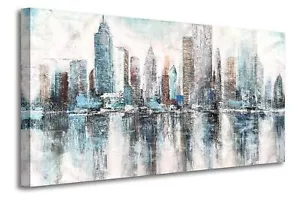 Cityscape Wall Art New York City Skyline Textured Painting Abstract NYC Pictu... - Picture 1 of 9