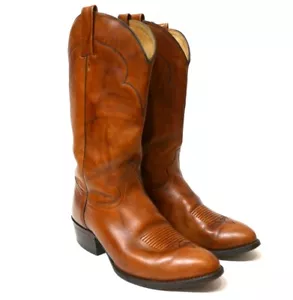 J Chisholm Brown Genuine Leather Cowboy Western Mens Boots Sz 9 EE Xtra Wide USA - Picture 1 of 14