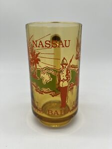 Vintage Nassau Bahamas Amber Glass Retro  Souvenir Mug 