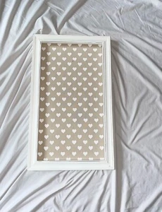 Shadowbox Heart Bulletin Push Pin Board - White Wood, Hearts (30.5in x 18in) - Picture 1 of 1