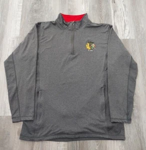 Chicago Blackhawks Sweater Herren Medium Grau 1/4 Zip Pullover Fleece NHL - Bild 1 von 8