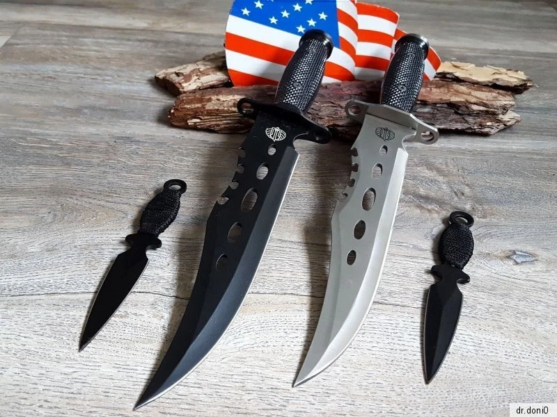 2 xJagdmesser  Silber Messer Knife Bowie Buschmesser Taschenmesser Gürtelmesser - Bild 1 von 2