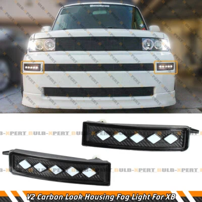 CARCASA ASPECTO CARBONO DIAMANTE BLANCO LED DRL PARACHOQUES LUCES ANTINIEBLA PARA 2003-07 SCION XB Foto 1 de 4