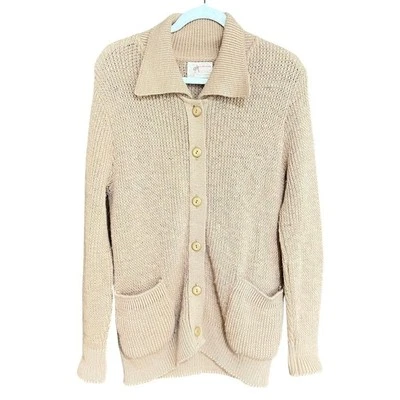 True Vintage 60s Buttoned Knitted Wool Tan Size 36 Western Americana Knit Cowboy - Image 1 of 4