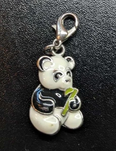 Ganz - Webkinz - PANDA BEAR - Silver Tone Enamel Charm - Vintage Early 2000's - Picture 1 of 2