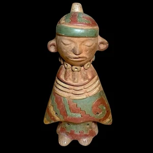 Wari figura effigie ceramica policroma Perù fischio rituale andino 600-1000 CE - Foto 1 di 14