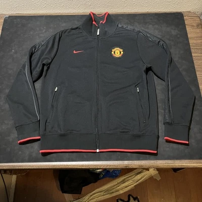 Manchester United Jacket Mens Large Black Soccer Nike Full Zip Track Top Crest - Image 1 of 4