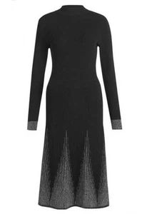 Sosandar Metallic Hem Black Metallic Detail Dress Size 14 - Picture 1 of 2
