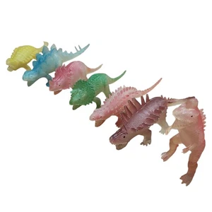 Vintage Lot of 7 1980's Toy Dinosaur Figures Translucent Colorful - Picture 1 of 5
